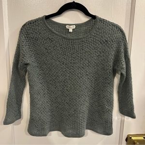 Garnet Hill cashmere sweater, ¾ sleeves, S, green